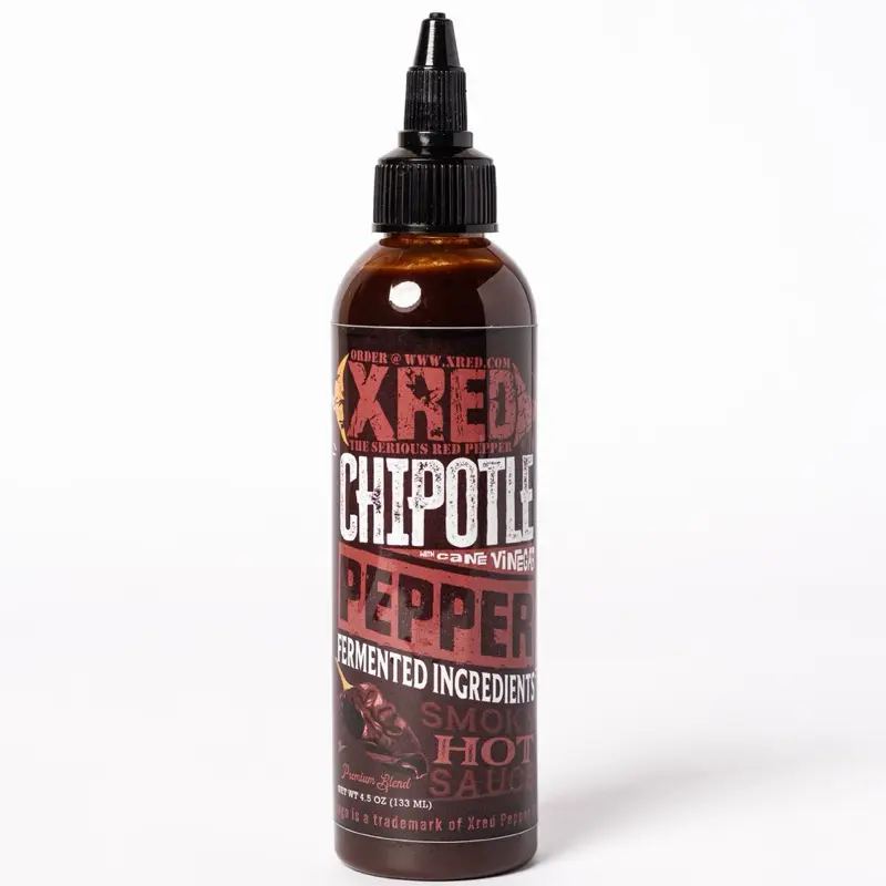 Xred's New Spicy Chipotle Hot Sauce - Smoky Chipotle Pepper Puree, Premium Louisiana Cane Vinegar, 2-Year Shelf Life, Louisiana-Style Sauce with More Pepper Than Vinegar, Rich Flavor