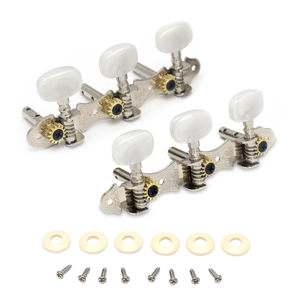Acoustic Guitar Tuning Pegs KeysMachine Heads Tuners Double Hole 3L3R Chrome