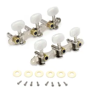 Acoustic Guitar Tuning Pegs KeysMachine Heads Tuners Double Hole 3L3R Chrome