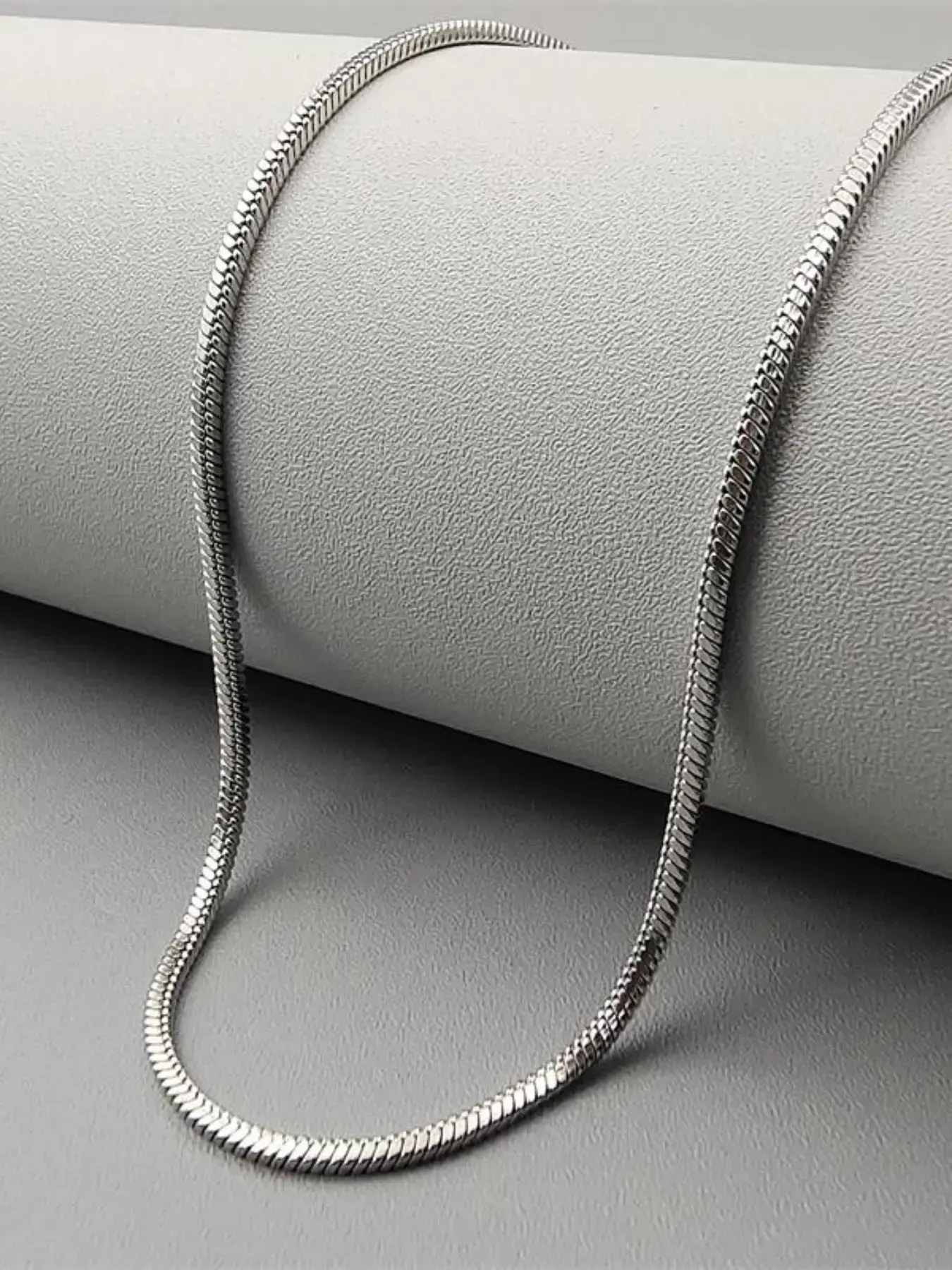 Silver Snake Chain Necklace - 1.5mm, 50cm, Elegant Stylish Accessories, Everyday Wear, Pairing Ready Timeless Piece for Versatile Occasions, Polished Look, Smooth Finish, Steel Chain, Daily Versatile Chain, Fashion Accessories