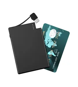 TNTOR Ultra Thin Power Bank with Built in USB-C Cable, Credit Card Size [Only 0.16 inch] for Pocket Wallet Portable Charger Compatible with iPhone 15 16 Series, Samsung and Android Phones etc (Black) backup charger heat jacket power bank powe  bank