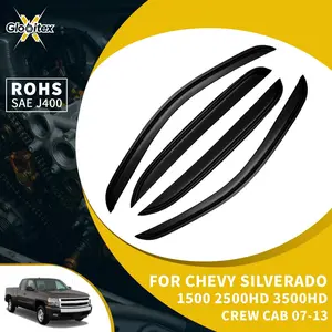 Tape-On Side Window Visors - 4PCS Aftermarket Truck Exterior Accessories, Sun Rain Guards, Wind Deflectors for Chevy Silverado Crew Cab 2007-2013 & GMC Sierra Crew Cab 2007-2013