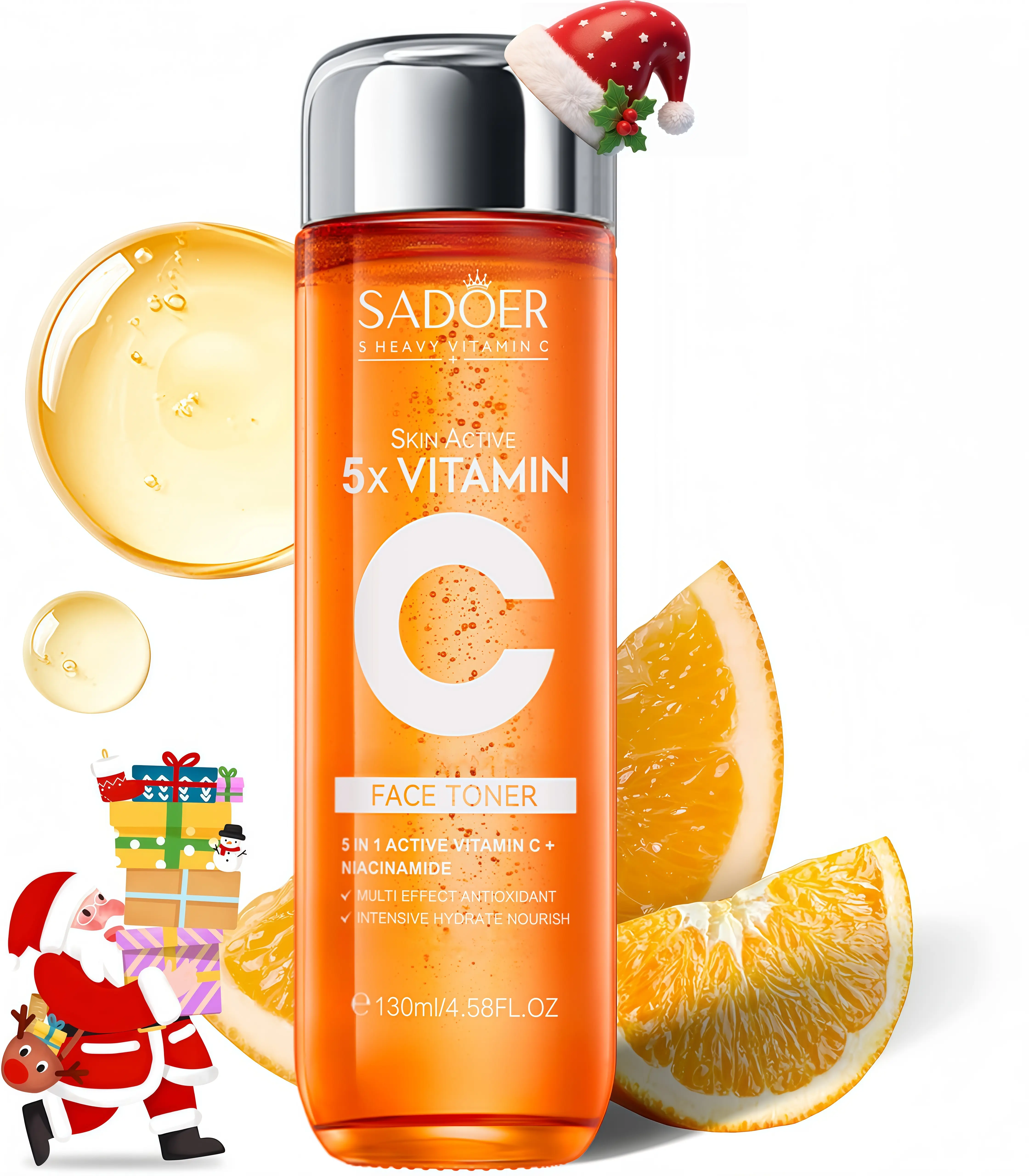 Korean Vitamin C Facial Toner with Collagen, Hyaluronic Acid, Niacinamide - Radiant Glass Glow Skin, Brightening, Hydrating Christmas Gift Skincare Toner