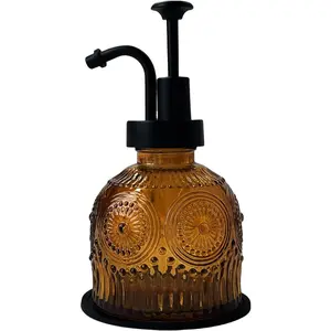 Vintage Soap Dispenser for Bathroom, Glass Kitchen Soap Dispenser with Pump, Cute Small Rustic Farmhouse Antique Decor (Brown)