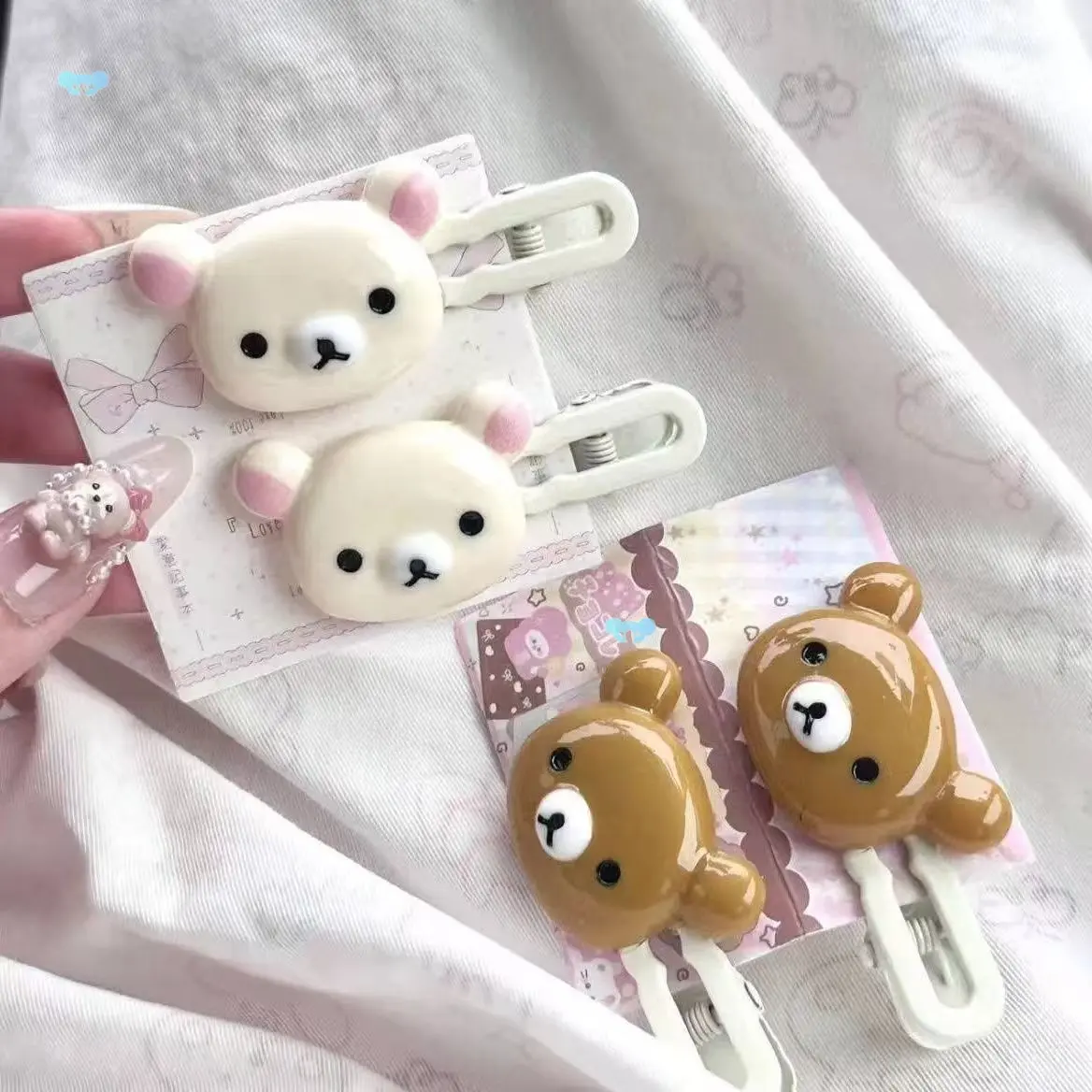 4pcs Kawaii Bear Duckbill Snap Clips for Women Girls, Transparent Candy Color Hair Accessories, Cute Fashion Gift for Friend Daily Wear