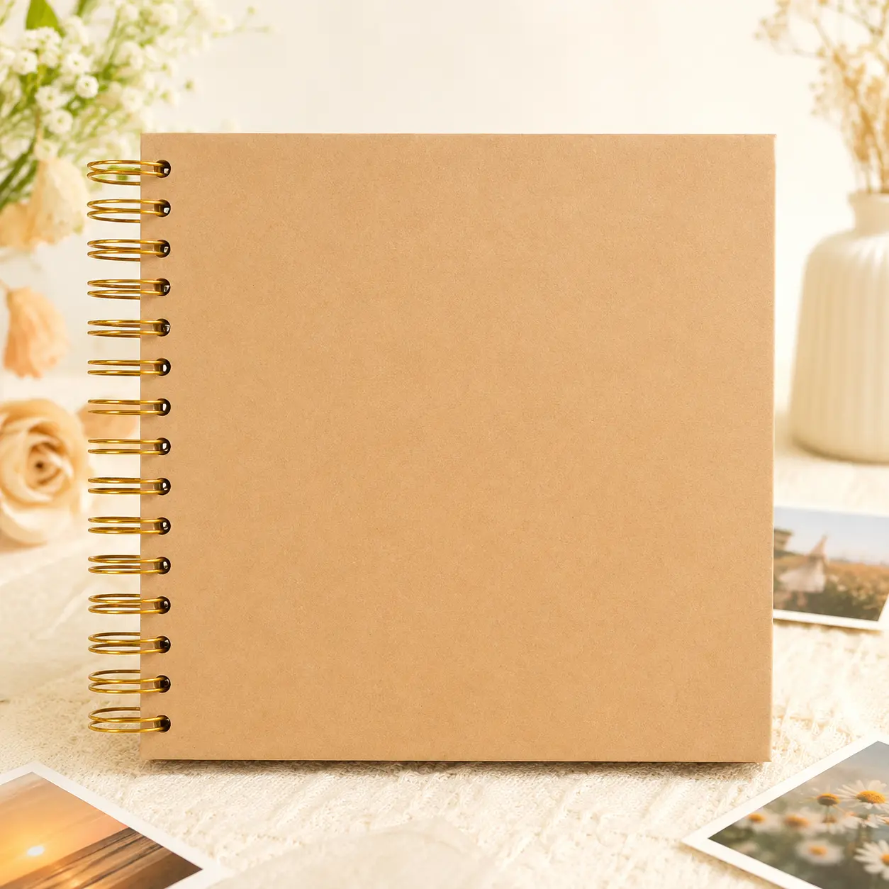 DIY Scrapbooking Photo Album - 40-Page Kraft Paper Spiral Bound Lay-Flat Book for Travel Memories, DIY Art and Craft Projects, Christmas Gift Ideas, Birthday Gift Ideas (Home & Festive Party Supplies)