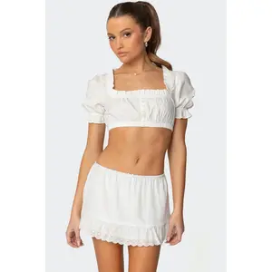 Lenora Puffed Sleeve Crop Top