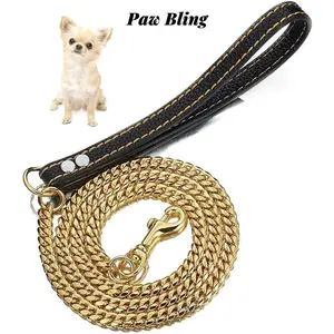 [Tiktok Favorite]Cuban Style Dog Chain Collar, Metal Pet Necklace, Stainless Steel Waterproof Heavy Duty Pet Jewelry, Secure Buckle Pet Neckwear for Small Medium Large Dogs Cats, Cool Charm Pet Accessories Gold Silver, Daily Walking Pet Collar Jewelry San