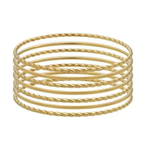 Stately Steel Polished and Twisted 7-piece Bangle Set
