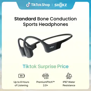 SHOKZ OpenRun - Open-Ear Bluetooth Bone Conduction Sport Headphones, Sweat Resistant Wireless Earphones for Workouts and Running, Built-in Mic