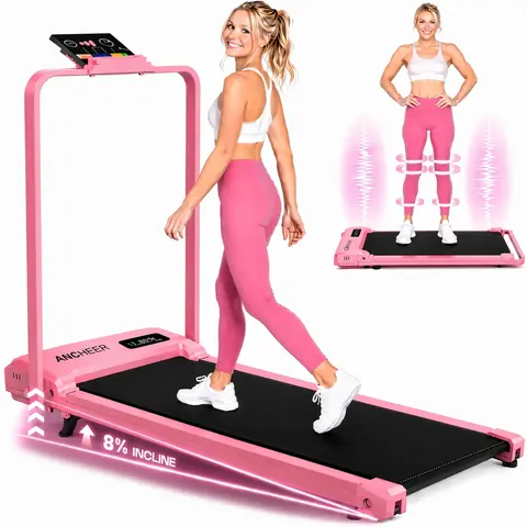 ANCHEER 2.5HP Power Portable Cardio Treadmill - Incline Walking Walkpad Treadmill for Home/Office, Small Space Fit Vibratory Plate Machine with Remote Control & LED Display