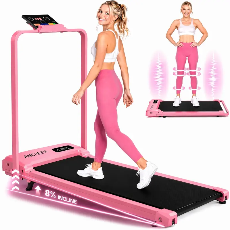 ANCHEER 2.5HP Power Portable Cardio Treadmill - Incline Walking Walkpad Treadmill for Home/Office, Small Space Fit Vibratory Plate Machine with Remote Control & LED Display
