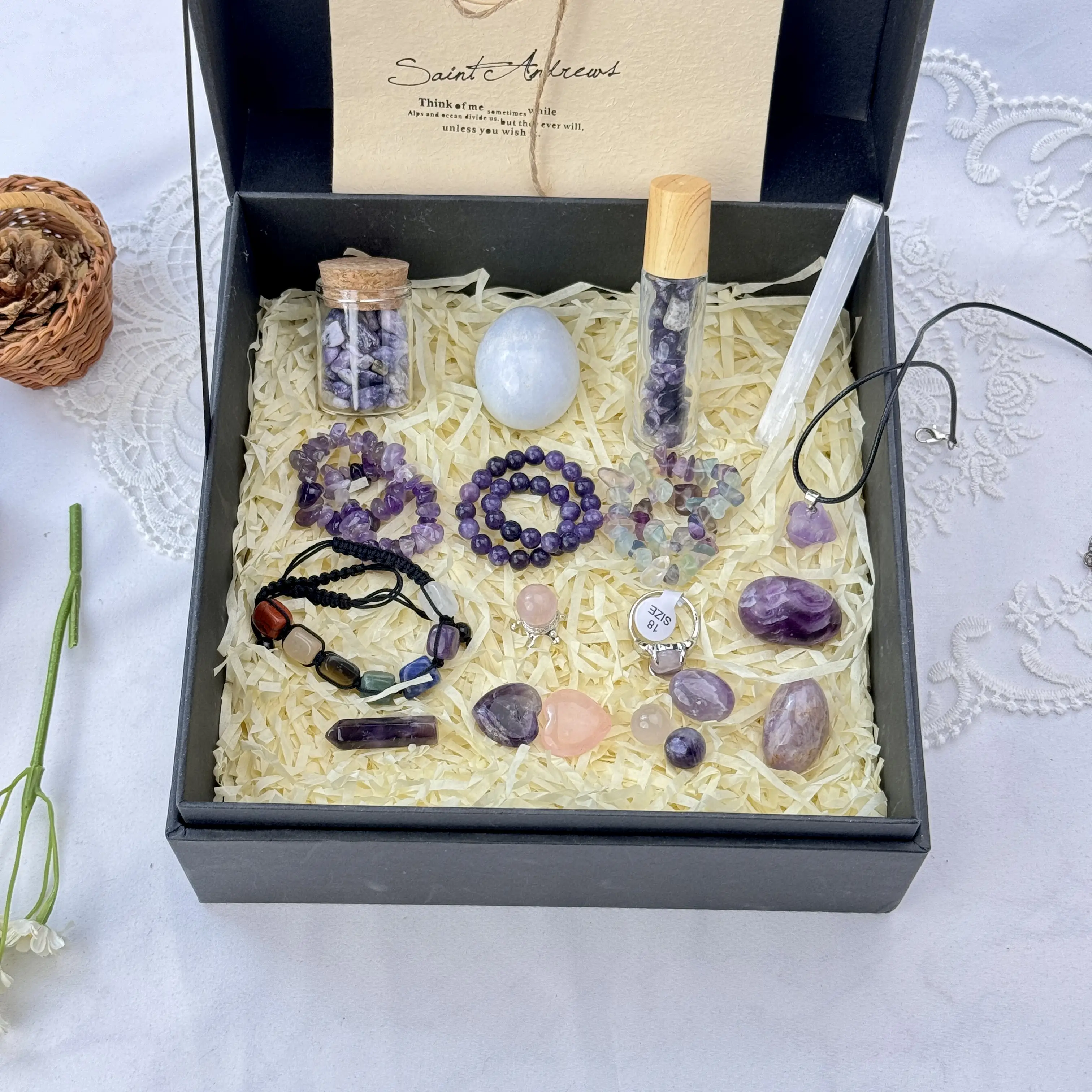 Various crystal combinations, colors, shapes, and materials, each set of crystals has its own unique features, making it a perfect gift for friends, f