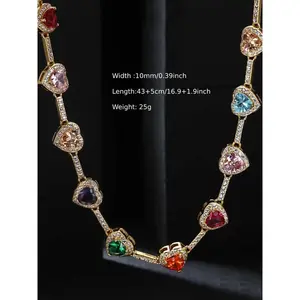 Protect Love Heart Shaped Colorful Necklace, Elegant Rhinestone Decor Necklace for Women as Gift, Fashion Accessories for Party, Daily Clothing Decor