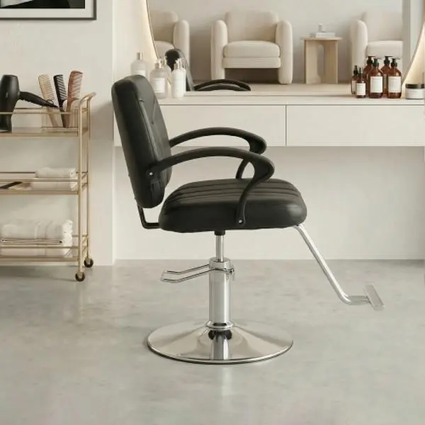 360° Swivel Barber Salon Chair with Hydraulic Pump, 6.1'' Adjustable Height Barber Styling Chair,  , Thick Seat, Braiding Salon Chair for Hair Stylist Barbershop & Home，Black