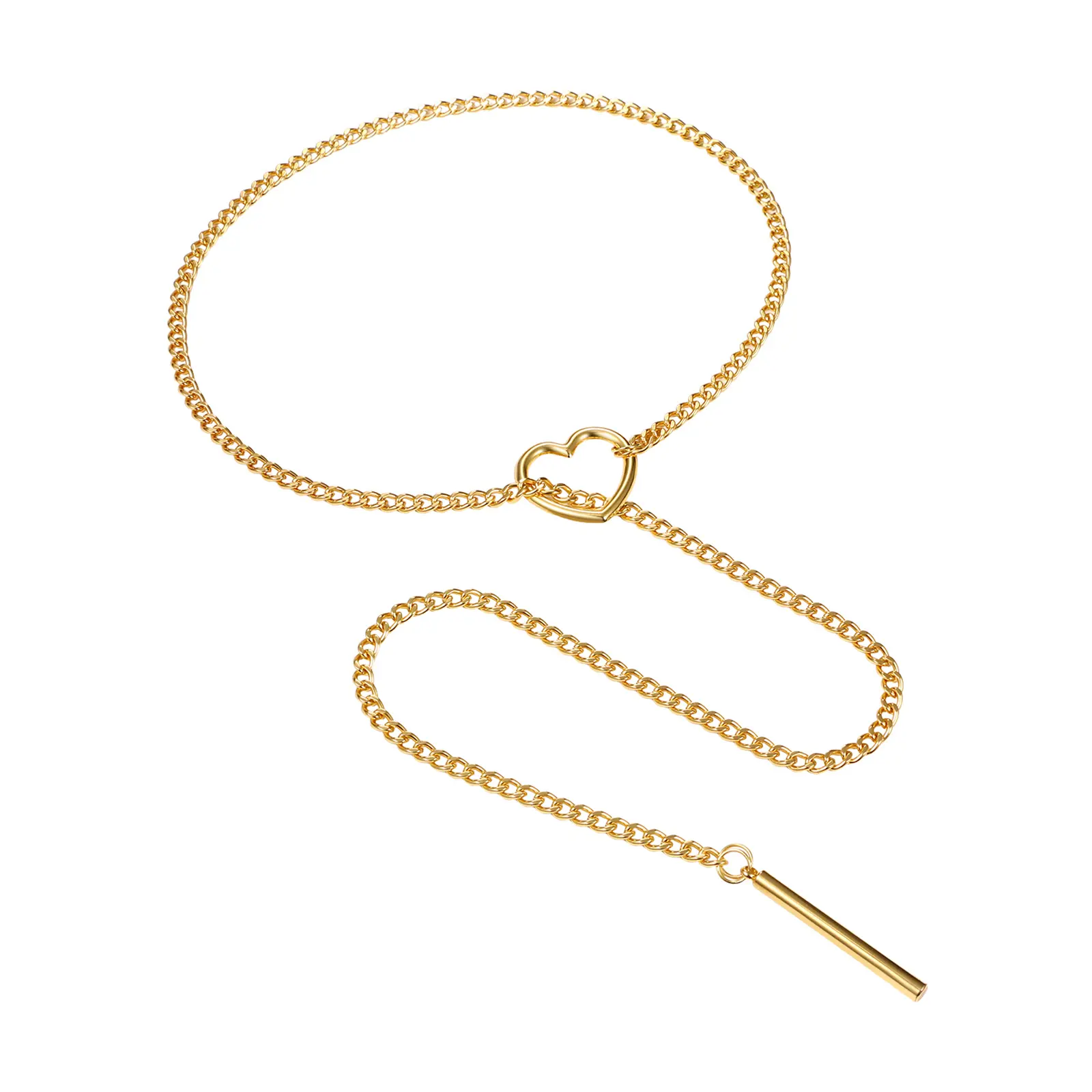 OIDEA Women's Long Lariat Y-Shaped Love Heart Drop Necklace - Stainless Steel Chain & Link, Adjustable Sliding Polished Metal Steel Jewelry for Women, Love Heart Necklace, Heart Necklace