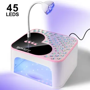 Double-light UV LED Nail Lamp, Gel Nail Polish UV Light with USB-Connected Adjustable Auxiliary Nail Light, Professional Nail Dryer with Sparking Diamond Design, Fast Nail Curing LED Machine with 4 Timer Settings, for Home and Salon Use, Thanksgiving Gif