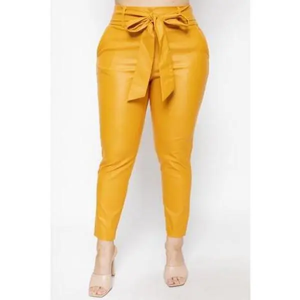 Mustard Faux Leather Pants