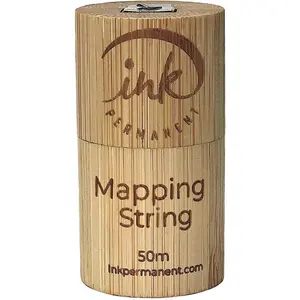 INK PERMANENT Premium White Bamboo Pre-Inked Mapping String 50 Meters Fine Thread for Brow & Eyebrow Shaping Microblading with Built-in Cutter