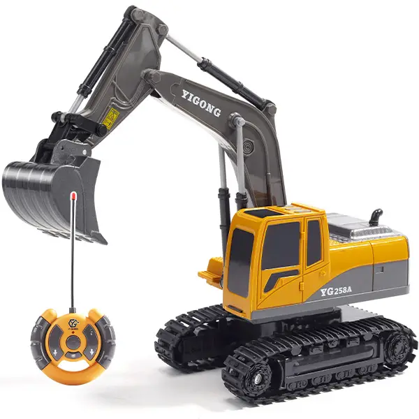 Remote Control Excavator Toys for Boys, Metal Mini RC Excavator with Extra Rechargeable Batteries, 1:24 Scale Construction Toys Christmas Birthday Gif