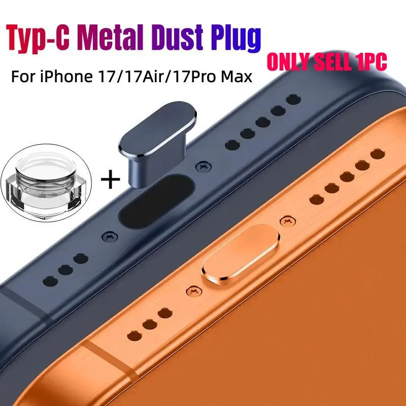 Metal Dust Plug for iPhone 17 Pro Max, 17 Air, 17 Pro, Typ-C Universal Charging Port Protector, Anti-Dust Cover for Apple Phones, Durable Protector, Accessories