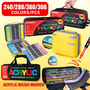 Acrylic Paint Pens Set, Soft Brush Tip Markers for Wood Stone Canvas Glass Fabric Eggs DIY Crafts, DIY Painting Supplies, Portable Storage Case & Bag Included