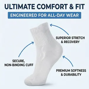 Comfort-Fresh Wide Diabetic Socks Bamboo | Air Vent Cooling Mesh, Impact Cushioned Sole, Non-Binding Seamless Toe Fit for Men and Women, Ultimate Moisture Control for Swollen Ankles & Wide Calf Daily Wear