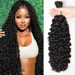VIPbeauty Boho Human Braiding Hair Burmese Curly Bulk for Daughter/Friend For Bohemian Knotless Braids Natural Curly End No Weft 1/3 Bundles 100g/1 Bundles  1B Natural Black Salon-Quality