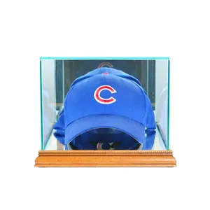 212 MAIN Walnut Finish Wood Frame Sports Collectible Cap and Hat Display Box, Wood & Glass Construction, UV Protection, Hat Storage Boxes