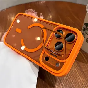 【 iPhone17 case  】Acrylic skin sensation Metal lens bracket magnetic Phone case iphone17 Pro Max 16 15 for iPhone case soft shell TPU Anti fall silicone