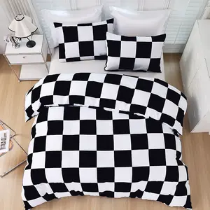 Checkerboard Pattern Bedding Set, 3 Counts/set Including 1 Duvet Cover & 2 Pillowcase without Filler, Soft Comfortable Modern Bedding Set for Bedroom