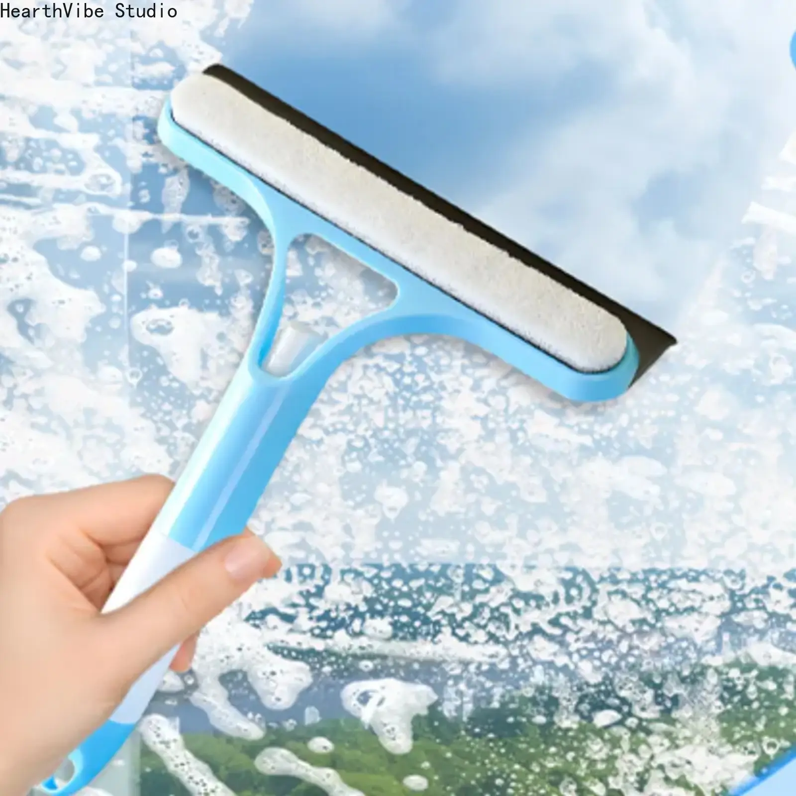 Minimalist Silicone-Blade Squeegee Cleaning Tool with Built-in Sprayer, Bathroom Squeegee for Shower, Streak-Free for Car Windows & Kitchen Mirrors, Glass, Set, Cars