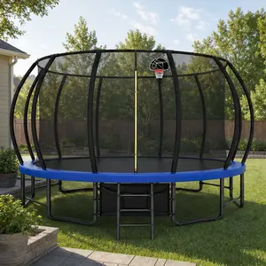 ARCH 15FT High-Bounce Outdoor Trampoline with Basketball Hoop - ASTM Certified Recreational Trampoline for Kids, Ladder, Shoe Bag, Galvanized Anti-Rust Steel Frame, Blue, Backyard Fun, 230.00 lb Weight, High-Bounce Outdoor Trampolines