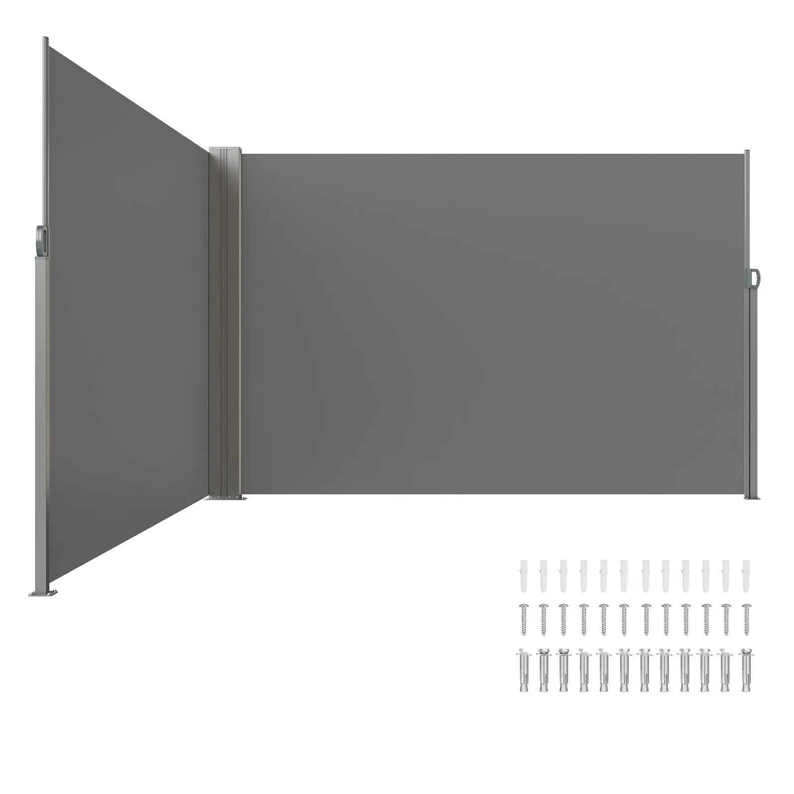 Retractable Side Awning 79'' X 236'' Outdoor Privacy Screen, 180g Polyester Waterproof Material, UV 30+ Protection, Wind Resistant Retractable Patio Screen, Room Divider For Patio, Backyard, Balcony, Gray