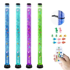 fathersdaygift VEVOR Sensory Bubble Tube Lamp, 5 ft Bubble Fish Tube, Sensory Aquarium Lamp with 10 Floating Fish 16 Color Effects, Remote Control, Stress Relief Calming Light for Bedroom Living Room Home Decor