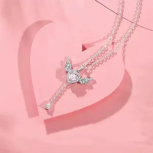 This dainty angel wing heart necklace features a sparkling  crystal and CZ-encrusted wings. Adjustable silver chain, hypoallergenic, perfect for Y2K/coquette style. Ideal gift for her or everyday wear.
