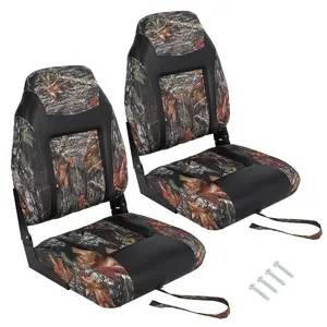 GAOMON 2 Pack Folding Boat Seats, High Back Fishing Boat Seat, Comfortable Boat Chairs with Thick Sponge Padding and Hinge for Sightseeing Boat, Speedboat