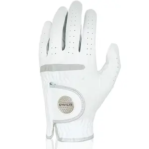 1Pc Men'S Golf Glove Micro Soft Fabric Breathable Golf Gloves with Magnetic Marker Replaceable White Glove GVOVLVF