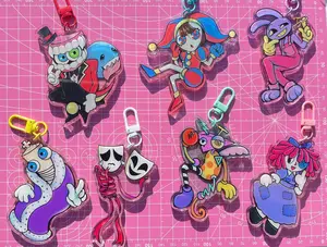 TADC Keychain Acrylic Charms - Jax Ginger Pomni Caine... Keychains - Cute Characters, Kawaii Bag Charm for Keys, Backpack & Gifts, Collectible Fan Accessory, Aesthetic Game Merch!