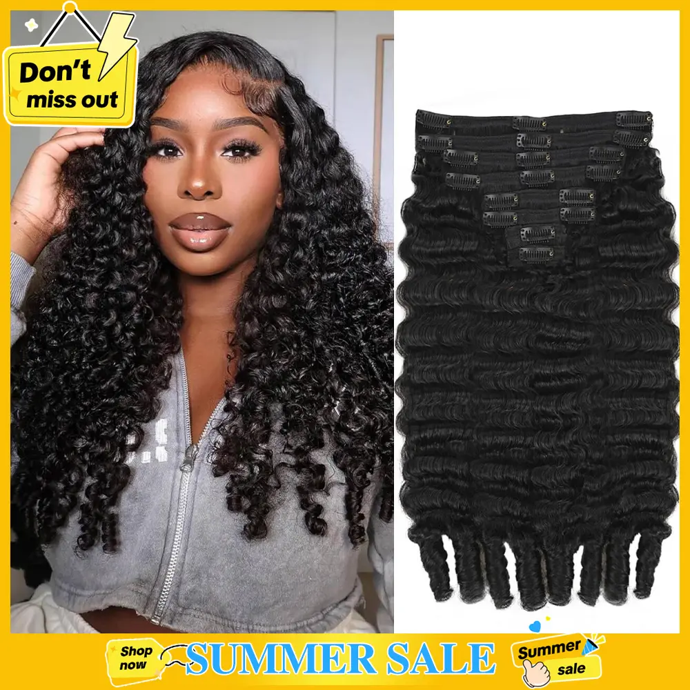 STERLY Burmese Curly 18 Clips In Hair Extensions Natural Color Brazilian 100% Real Human Hair 8 Pieces for Women PU Clip In Curly Wave Hair Extensions Human Hair Extension 8 Count with 18 Clips 120 g/Set 240 g/2 Set #TikTokShopBackToSchool#SohoChic