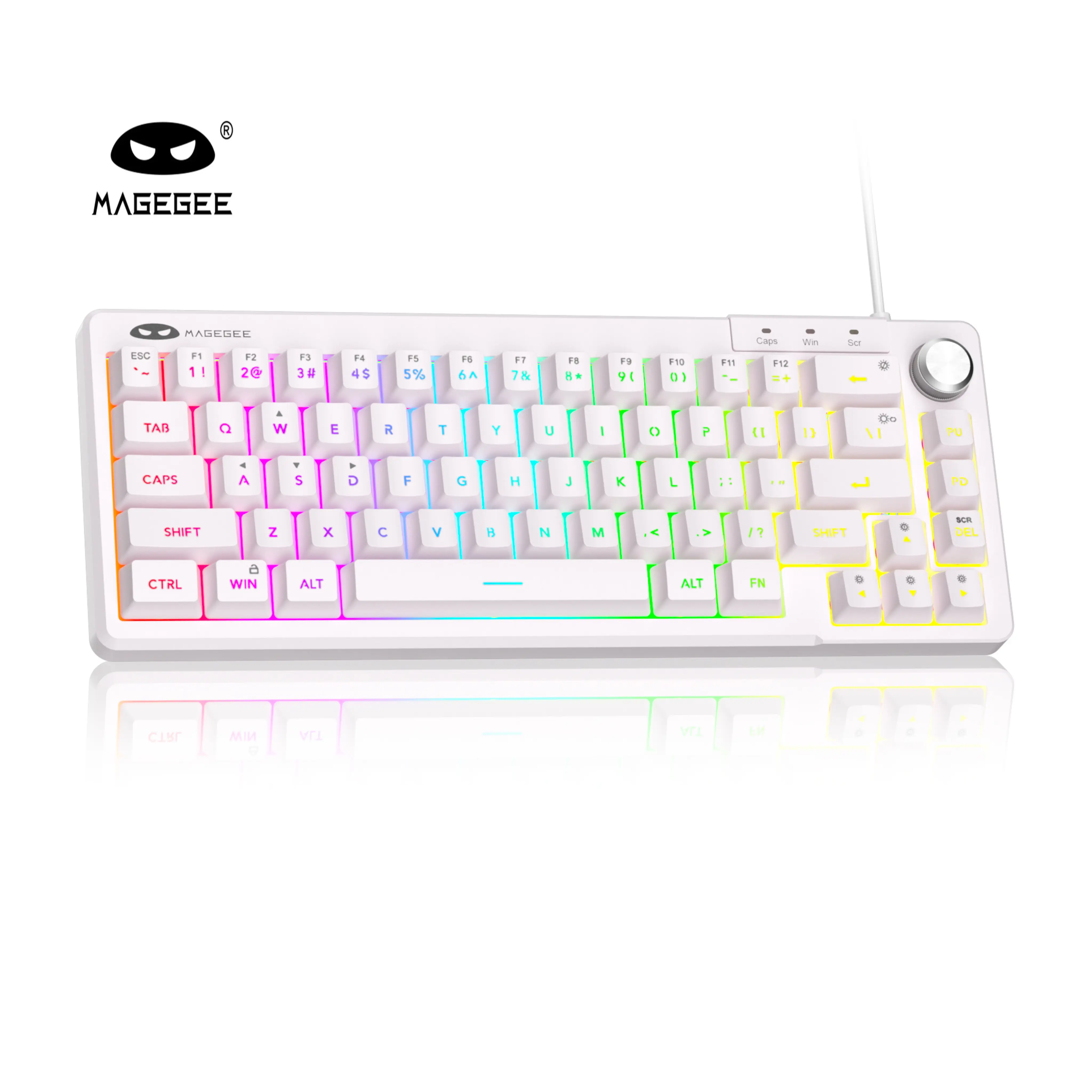 MaGegee Wired Keyboard with RGB Lighting Ergonomic Knob Design Portable Compact OEM Profile Anti-Ghosting MaGegee Wired Keyboard with RGB Lighting Ergonomic Knob Design Portable Compact OEM Profile Anti-Ghosting