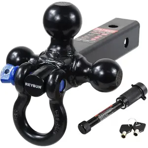 Trailer Hitch Tri-Ball Hitch with Rotatoble Tow Shackle and Tow Hook, fits for 2-inch Receiver, Chrome Trailer Ball-
