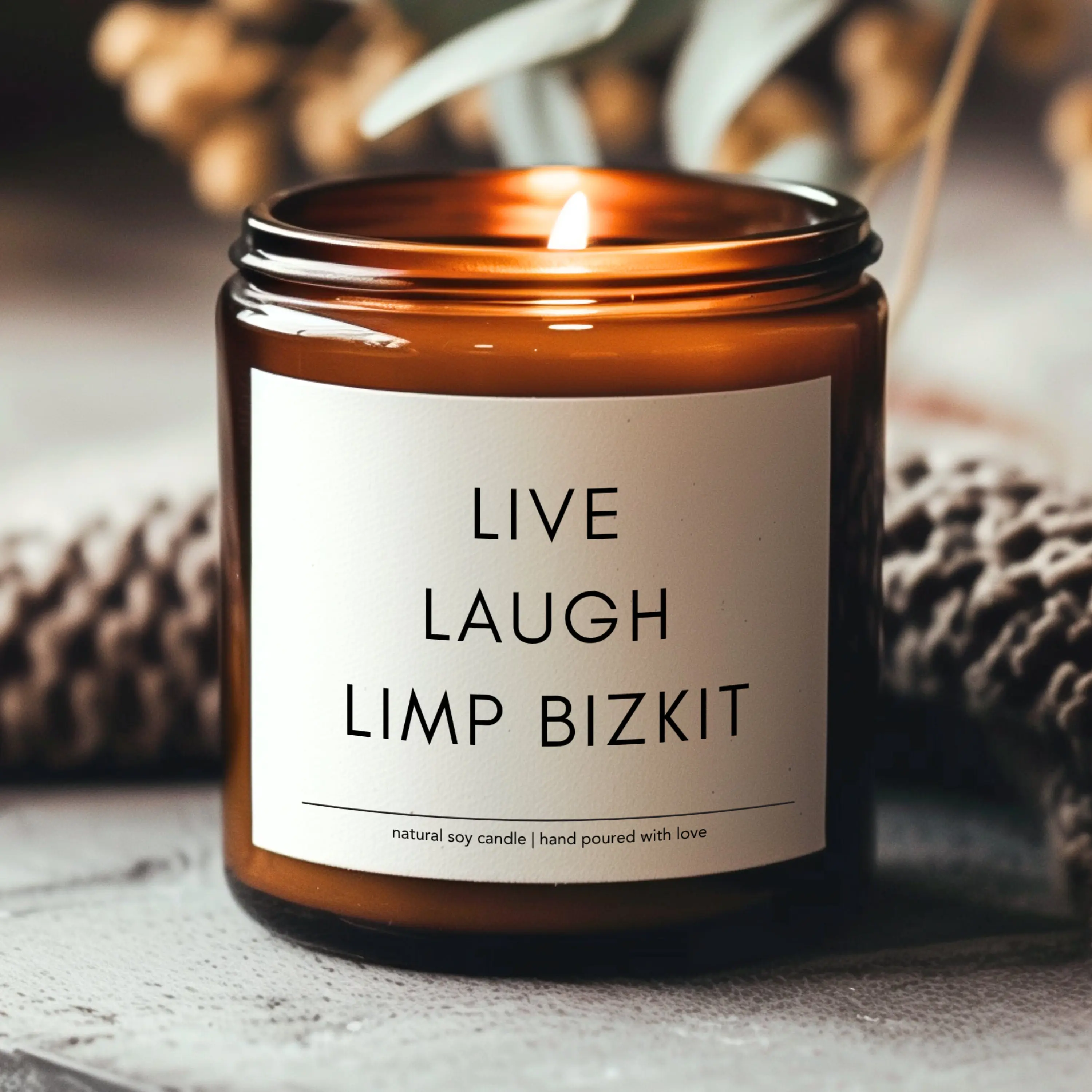 Live Laugh Limp Bizkit soy candle, Funny Friend Gift, Funny Candles, 90s Music Gift For Him