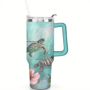 1pc Sea Turtle Lover Gift Insulated Tumbler 40oz