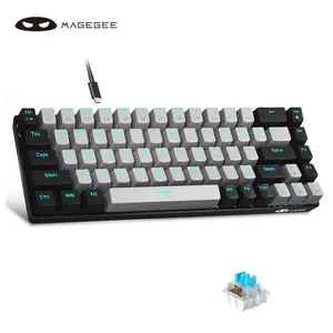 MageGee MK-BOX Gaming Keyboard Mechanical 60% Compact 68 Keys Mini Creamy Keycaps with LED Backlit Wired for Laptop PC