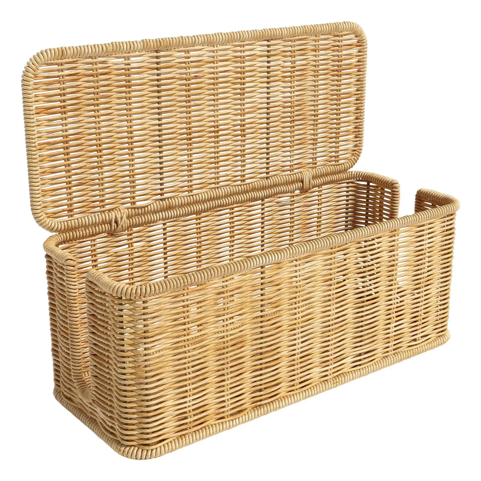 Cable Management Box, Rattan Style Cord Organizer for Desk Cord Hider Outlet Covers Baby Proofing for Power Strip TV PC Router Charger Under Desk Storage with Lockable Lid and Cable Ties