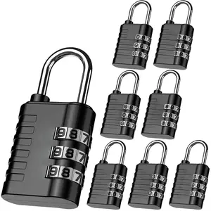 8 Pack Combination Lock, 3-Digit  Keyless Padlock, Zinc Alloy Outdoor Resettable Travel Luggage Locks for Backpack, Gym Locker, Hasp, Fence, Gate, Case, Toolbox-Black
