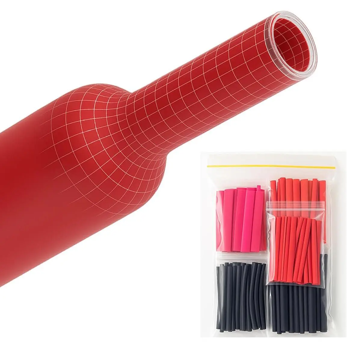 Heat Shrink Tubing Kit for Wires Industrial Heat-Shrink Wrap Tubing Electrical Shrink Wrap KitElectric Wire Tubes, 3:1 High Shrink Ratios,3.54 inch(90 mm), 180 count
