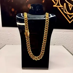 Info (305-338-8117)  Gold Plated 18k info CubanChain Link Necklace for Men