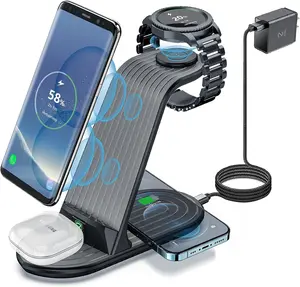 ZHIKE 4 in 1 Wireless Charger Stand 20W Wireless Charging Station Compatible with Galaxy Phone/Watch/Buds, Charger Dock for S22/S21/Note 20/Note 10, Galaxy Watch 5/4/3,Gear S5/S4/S3/Sport,Active 2/1 Smartphone Cellphone